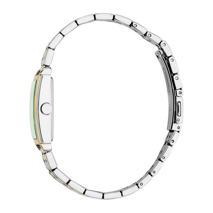 ESPRIT Women Watch, Two Tone Silver &amp; Gold Color Case, Dark Green Dial, Two Tone Silver &amp; Gold Color Metal Bracelet, 2 Hands, 3 ATM