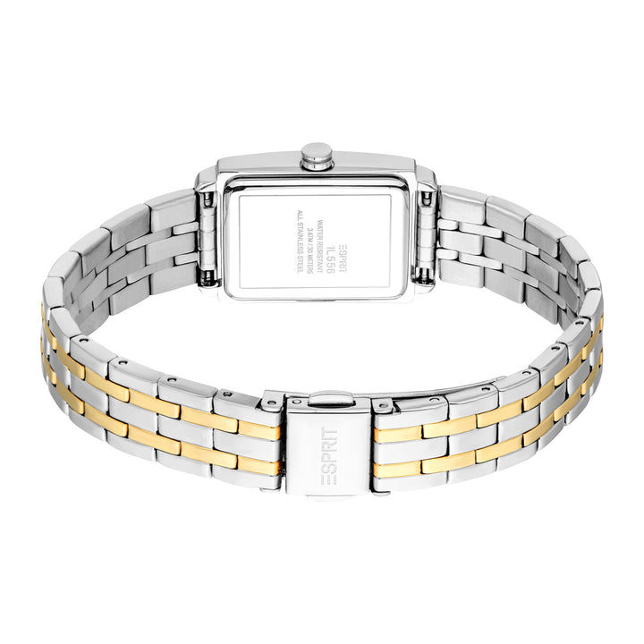 ESPRIT Women Watch, Two Tone Silver &amp; Gold Color Case, Dark Green Dial, Two Tone Silver &amp; Gold Color Metal Bracelet, 2 Hands, 3 ATM