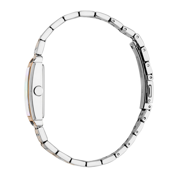 ESPRIT Women Watch, Two Tone Silver &amp; Rose Gold Color Case, White MOP Dial, Two Tone Silver &amp; Rose Gold Color Metal Bracelet, 2 Hands, 3 ATM
