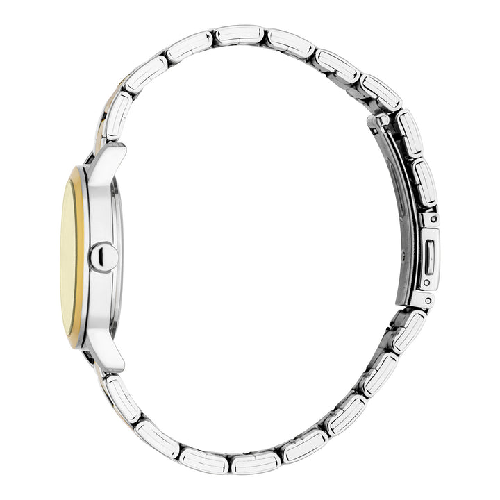 ESPRIT Women Watch, Two Tone Silver &amp; Gold Color Case, Champagne Dial, Two Tone Silver &amp; Gold Color Metal Bracelet, 3 Hands, 3 ATM