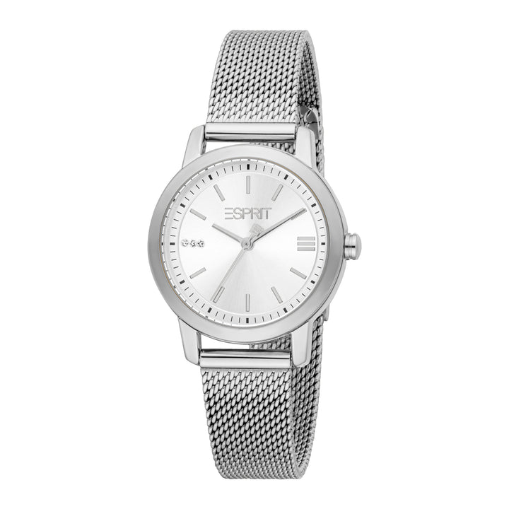 ESPRIT Women Watch, Silver Color Case, Silver Dial, Stainless Steel Mesh Bracelet, 3 Hands, 3 ATM