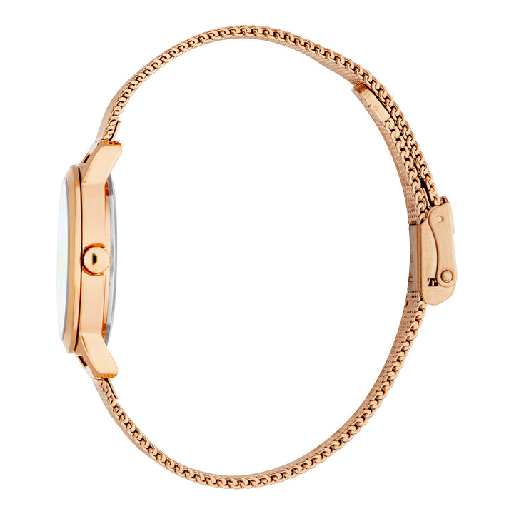 ESPRIT Women Watch, Rose Gold Color Case, White MOP Dial, Rose Gold Color Mesh Bracelet, 3 Hands, 3 ATM
