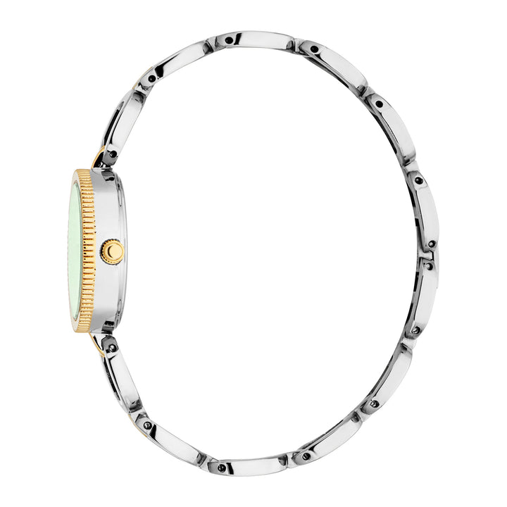 ESPRIT Women Watch, Two Tone Silver &amp; Gold Color Case, Dark Green Dial, Two Tone Silver &amp; Gold Color Metal Bracelet, 3 Hands, 3 ATM