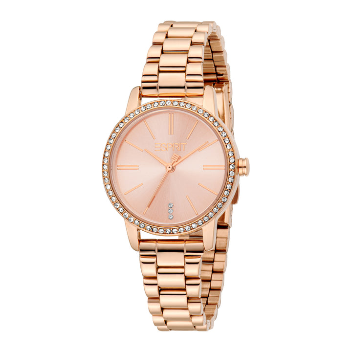 ESPRIT Women Watch, Rose Gold Color Case, Rose Gold Dial, Rose Gold Color Metal Bracelet, 3 Hands, 3ATM