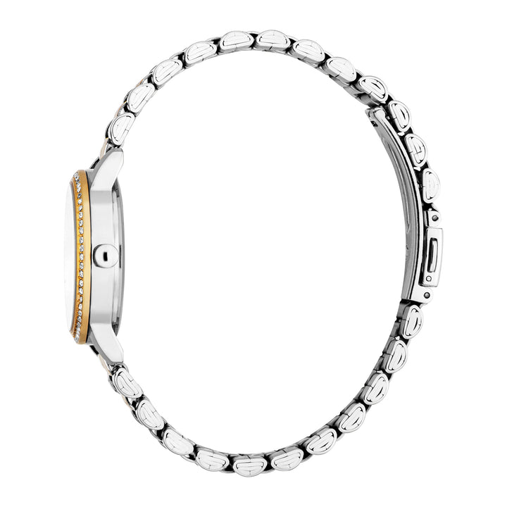 ESPRIT Women Watch, Two Tone Silver &amp; Gold Color Case, Silver Dial, Two Tone Silver &amp; Gold Color Metal Bracelet, 3 Hands, 3ATM