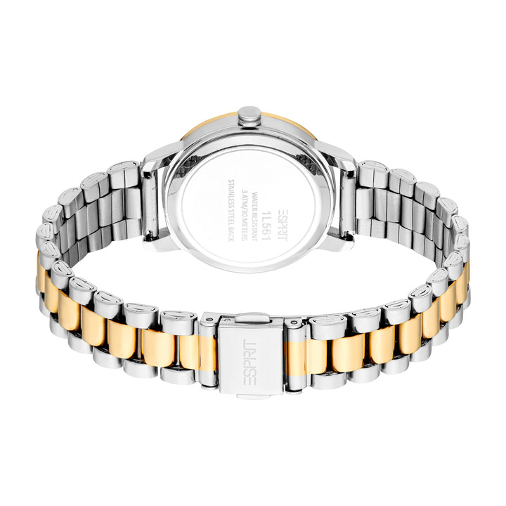 ESPRIT Women Watch, Two Tone Silver &amp; Gold Color Case, Silver Dial, Two Tone Silver &amp; Gold Color Metal Bracelet, 3 Hands, 3ATM