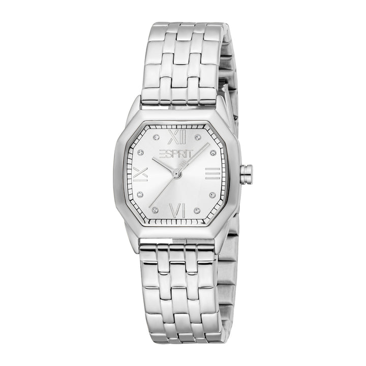 ESPRIT Women Watch, Silver Color Case, Silver Dial, Stainless Steel Metal Bracelet, 3 Hands, 3 ATM