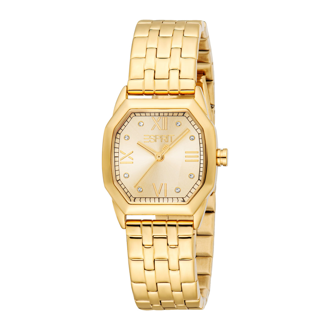 ESPRIT Women Watch, Gold Color Case, Champagne Dial, Gold Color Metal Bracelet, 3 Hands, 3 ATM