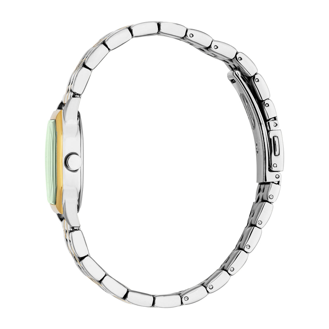 ESPRIT Women Watch, Two Tone Silver &amp; Gold Color Case, Green Dial, Two Tone Silver &amp; Gold Color Metal Bracelet, 3 Hands, 3 ATM