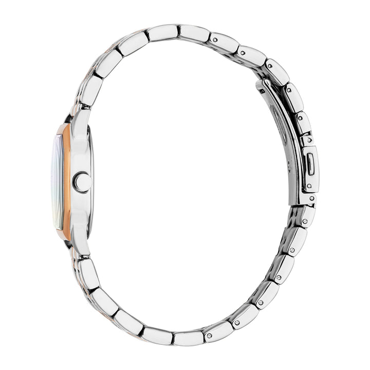 ESPRIT Women Watch, Two Tone Silver &amp; Rose Gold Color Case, White MOP Dial, Two Tone Silver &amp; Rose Gold Color Metal Bracelet, 3 Hands, 3 ATM