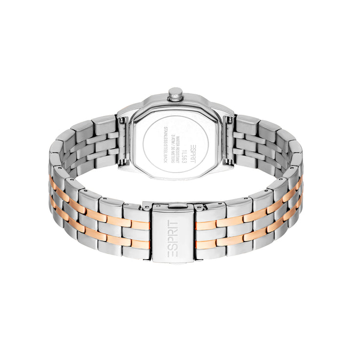 ESPRIT Women Watch, Two Tone Silver &amp; Rose Gold Color Case, White MOP Dial, Two Tone Silver &amp; Rose Gold Color Metal Bracelet, 3 Hands, 3 ATM