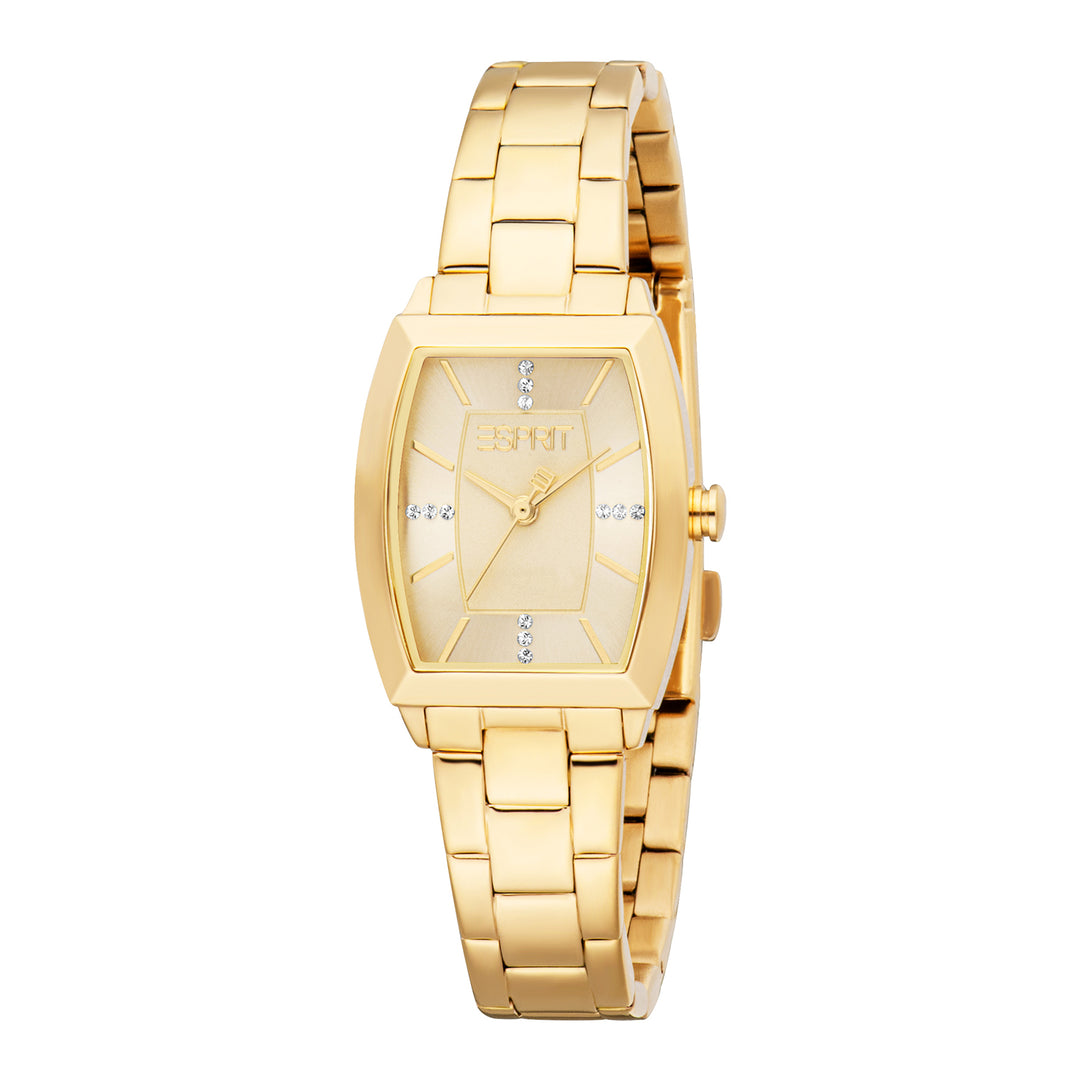 ESPRIT Women Watch, Gold Color Case, Champagne Dial, Gold Color Metal Bracelet, 3 Hands, 1 ATM