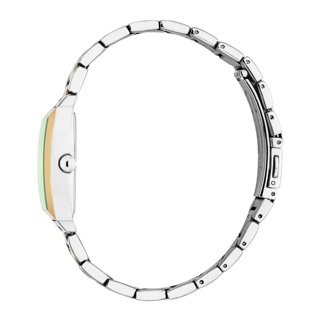 ESPRIT Women Watch, Two Tone Silver &amp; Gold Color Case, Dark Green Dial, Two Tone Silver &amp; Gold Color Metal Bracelet, 3 Hands, 1 ATM