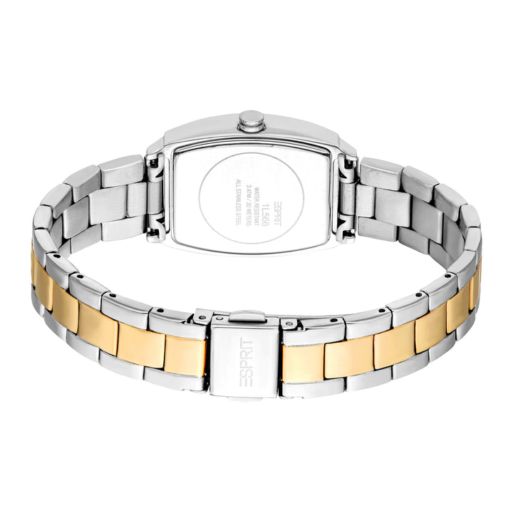 ESPRIT Women Watch, Two Tone Silver &amp; Gold Color Case, Dark Green Dial, Two Tone Silver &amp; Gold Color Metal Bracelet, 3 Hands, 1 ATM