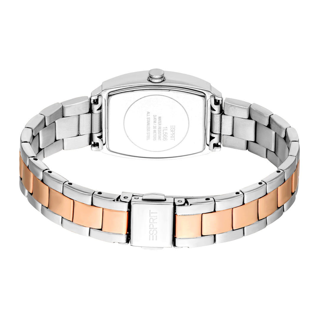 ESPRIT Women Watch, Two Tone Silver &amp; Rose Gold Color Case, White MOP Dial, Two Tone Silver &amp; Rose Gold Color Metal Bracelet, 3 Hands, 1 ATM