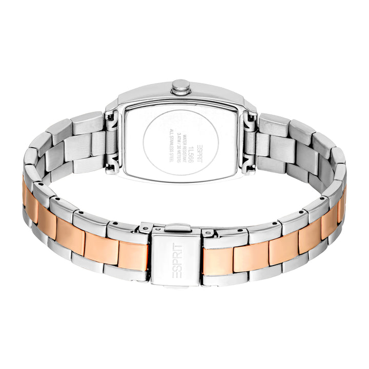 ESPRIT Women Watch, Two Tone Silver &amp; Rose Gold Color Case, White MOP Dial, Two Tone Silver &amp; Rose Gold Color Metal Bracelet, 3 Hands, 1 ATM