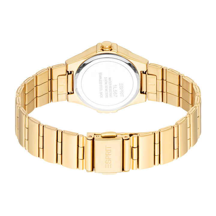 ESPRIT Women Watch, Gold Color Case, Champagne Dial, Gold Color Metal Bracelet, 3 Hands, 3 ATM