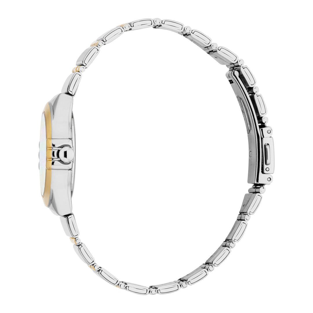 ESPRIT Women Watch, Two Tone Silver &amp; Gold Color Case, White MOP Dial, Two Tone Silver &amp; Gold Color Metal Bracelet, 3 Hands, 3 ATM