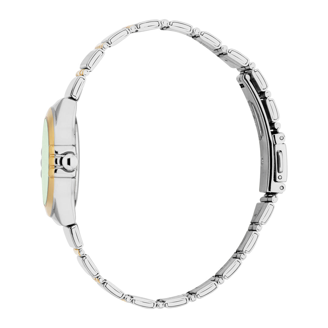ESPRIT Women Watch, Two Tone Silver &amp; Gold Color Case, Dark Green Dial, Two Tone Silver &amp; Gold Color Metal Bracelet, 3 Hands, 3 ATM