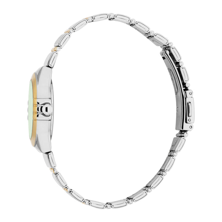 ESPRIT Women Watch, Two Tone Silver &amp; Gold Color Case, Dark Green Dial, Two Tone Silver &amp; Gold Color Metal Bracelet, 3 Hands, 3 ATM