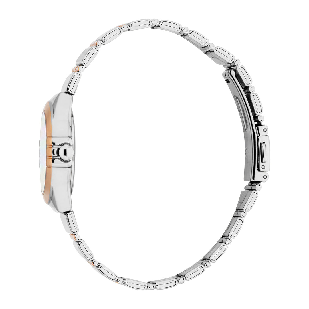 ESPRIT Women Watch, Two Tone Silver &amp; Rose Gold Color Case, White MOP Dial, Two Tone Silver &amp; Rose Gold Color Metal Bracelet, 3 Hands, 3 ATM