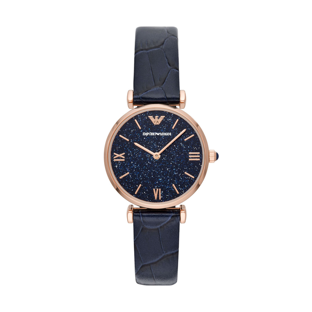 EMPORIO ARMANI ANALOG WATCH 0 JWL GP LEATHER STRAP