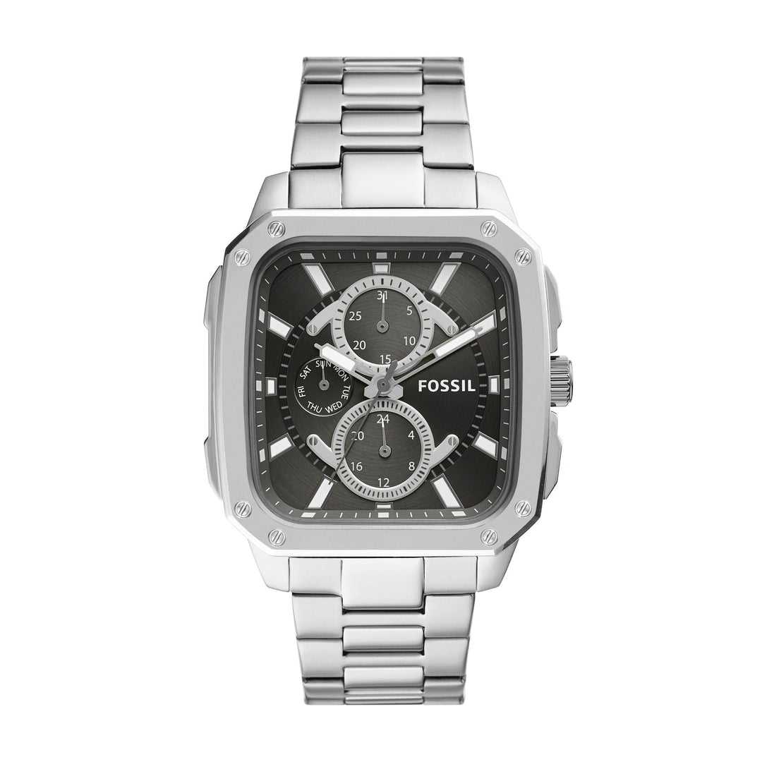 Fossil Inscription Silver Black Chronograph Men&