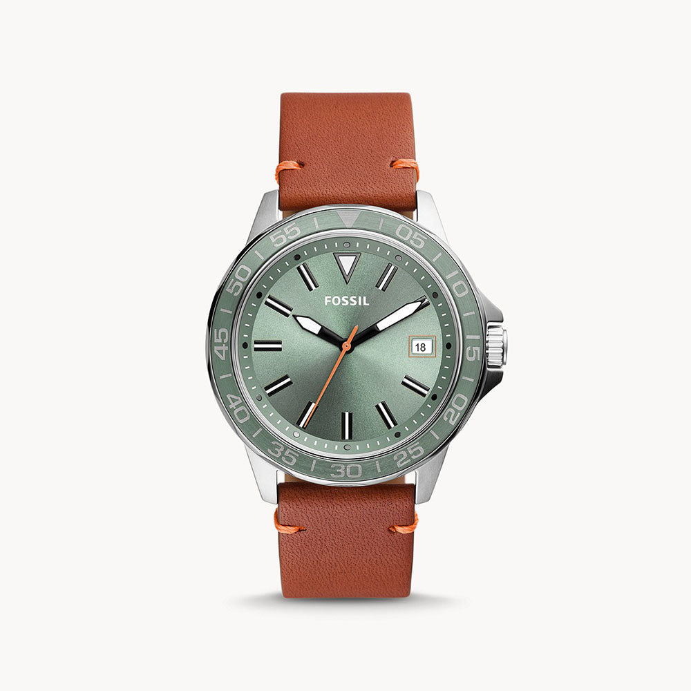 Fossil Bannon Three-Hand Date Brown Leather Men&