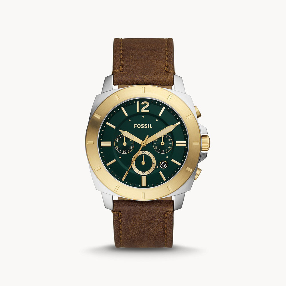 Fossil Privateer Silver Leather Men&