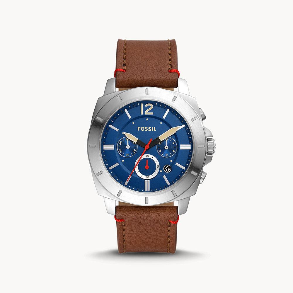 Fossil Privateer Silver Pro-Planet Leather Men&