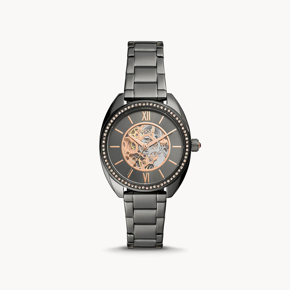 Fossil Vale Automatic Gunmetal Stainless Steel Women&