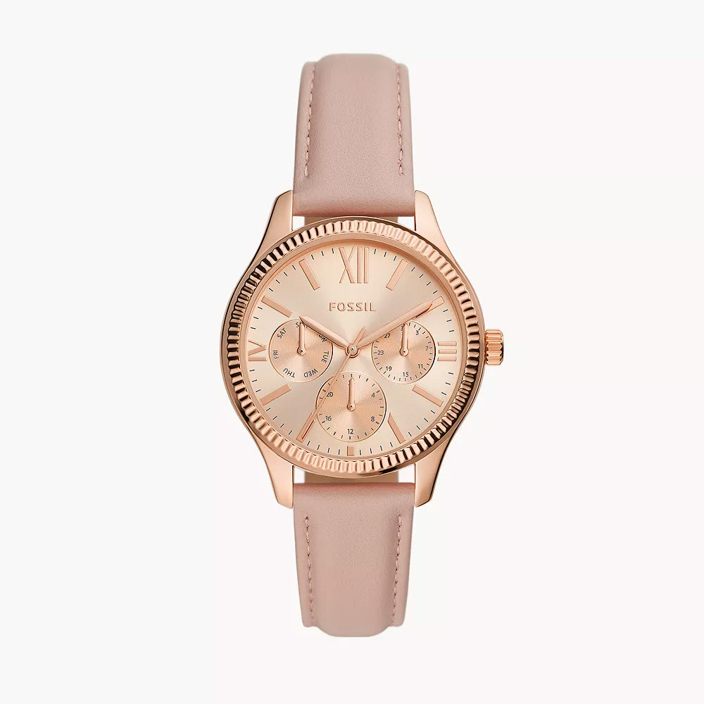 Fossil Rye Rose Gold Leather Women&