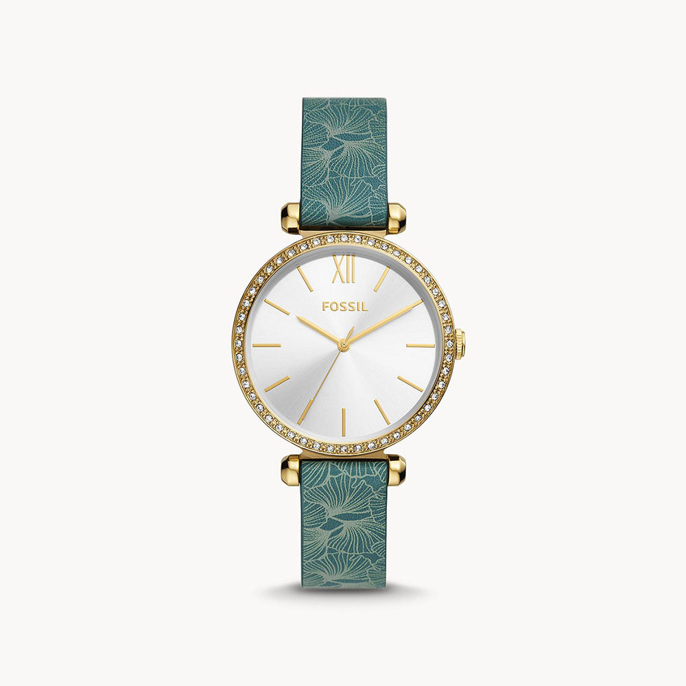 Fossil Tillie Three-Hand Green Leather Women&