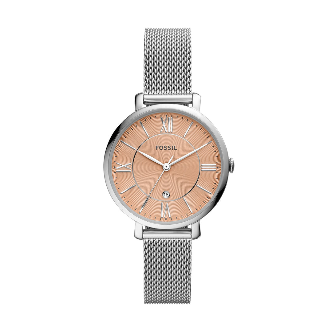 Fossil Jacqueline Three-Hand Date Stainless Steel Mesh Women&