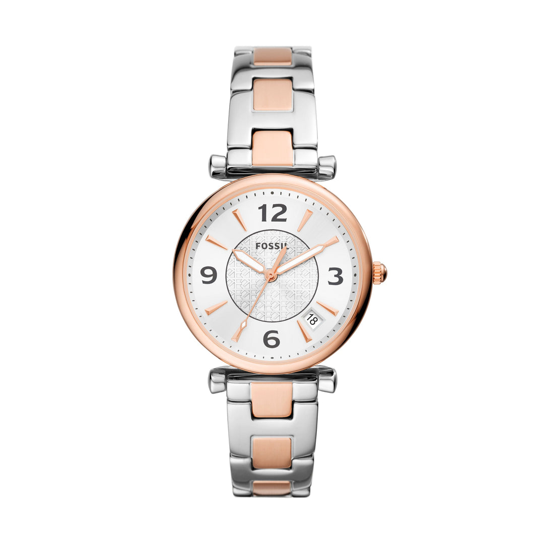 Fossil Carlie Three-Hand Date Two-Tone Stainless Steel Women&
