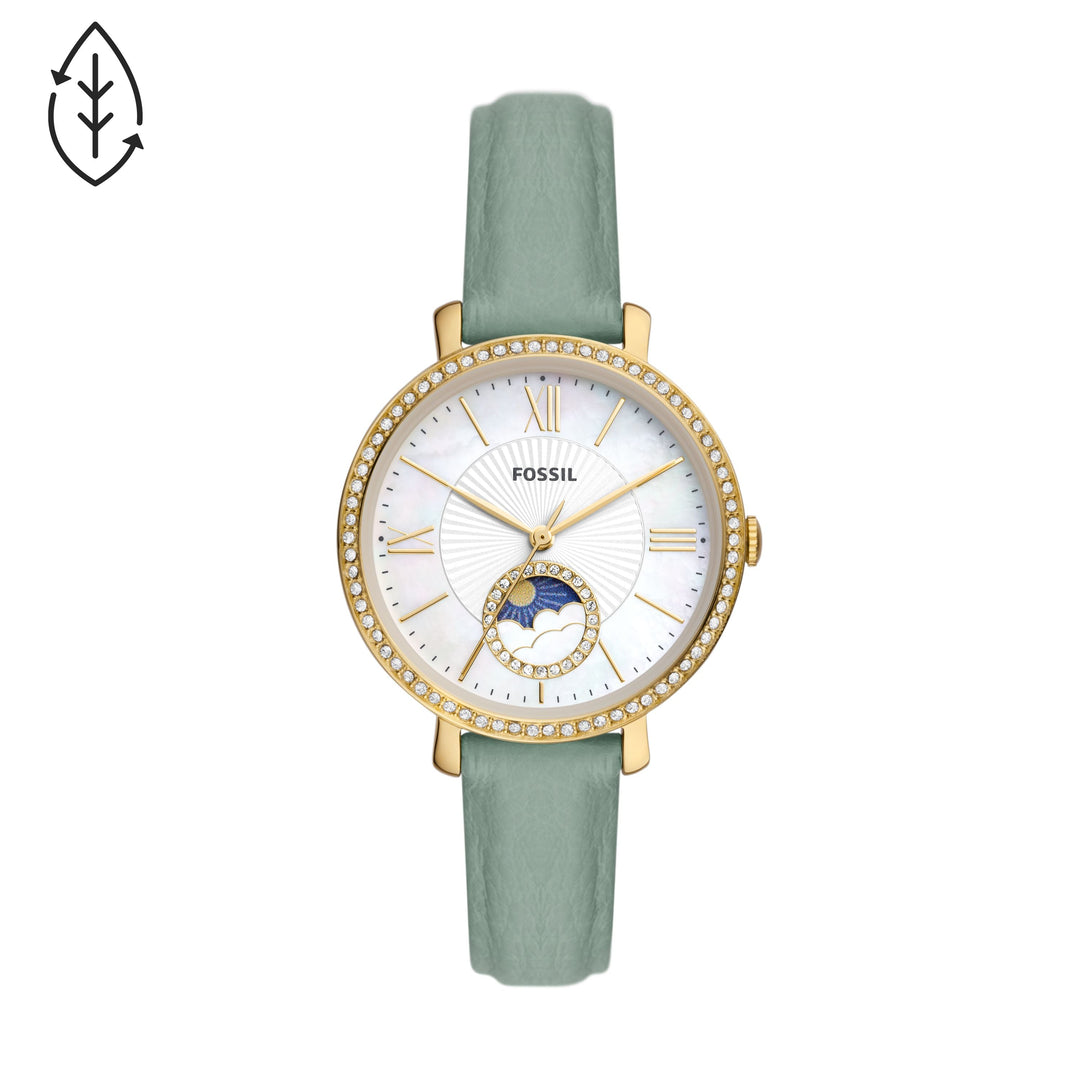 Fossil Jacqueline Sun Moon Multifunction Green Eco Leather Women&