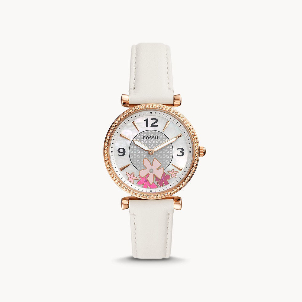 Fossil Carlie Two-Hand White Eco Leather Women&