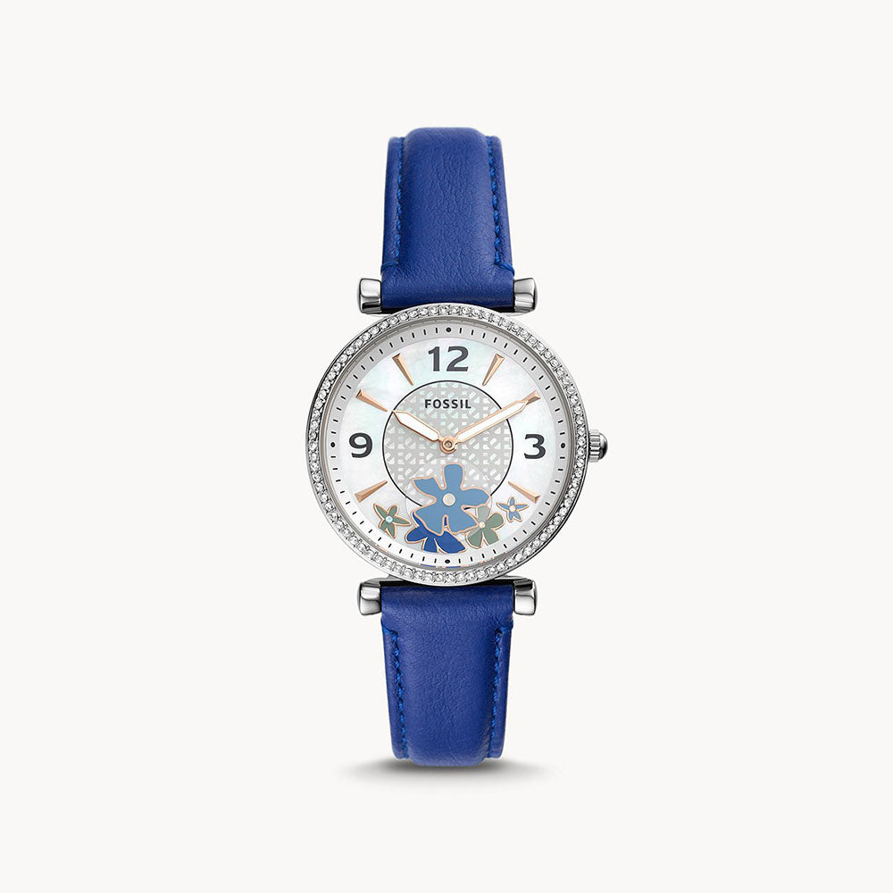 Fossil Carlie Two-Hand Blue Eco Leather Women&