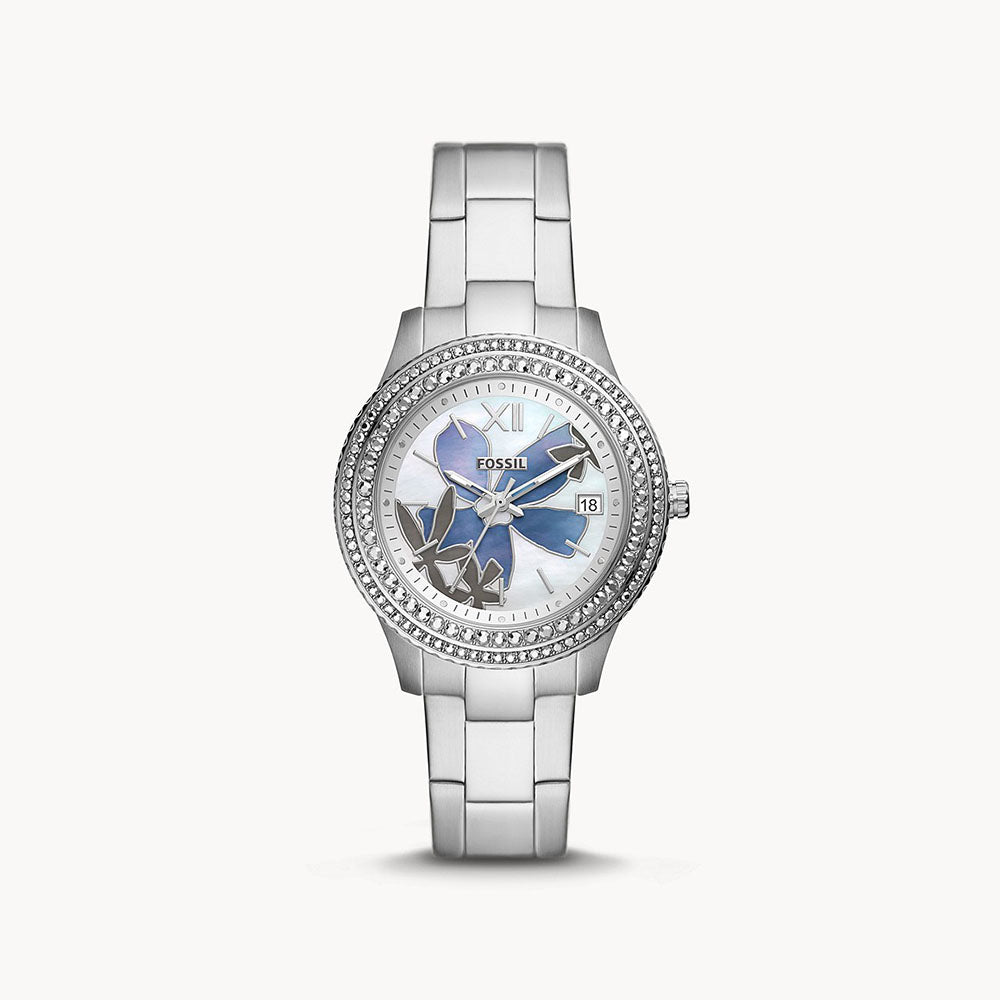 Fossil Stella Three-Hand Date Stainless Steel Women&