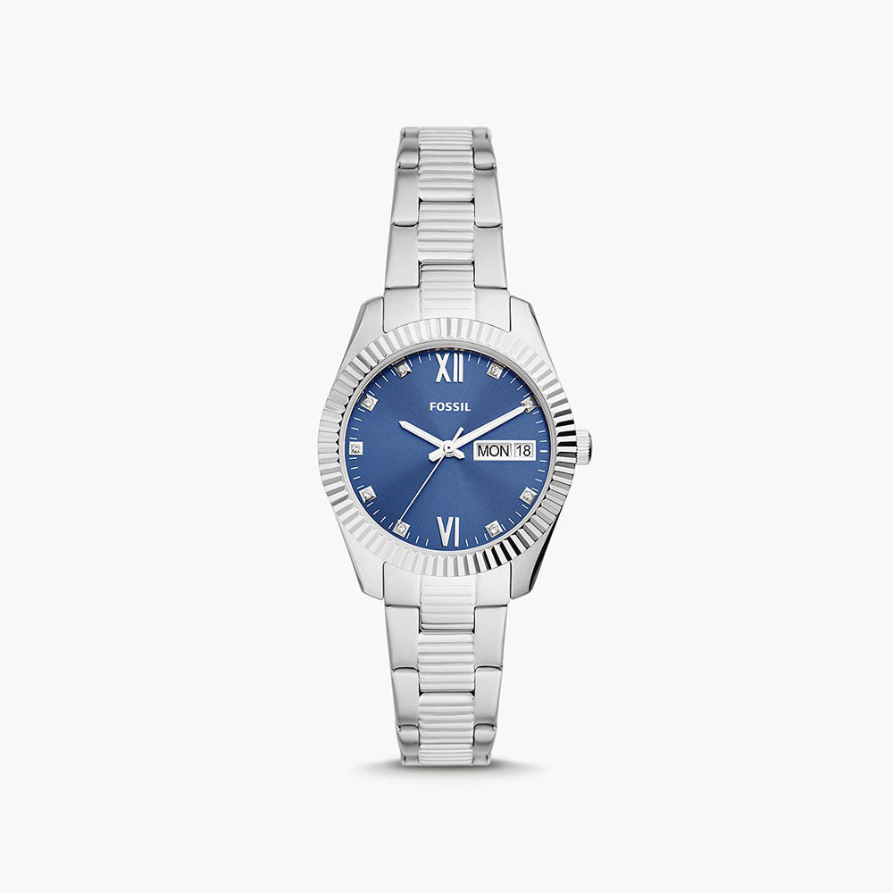 Fossil Scarlette Three-Hand Day-Date Stainless Steel Women&