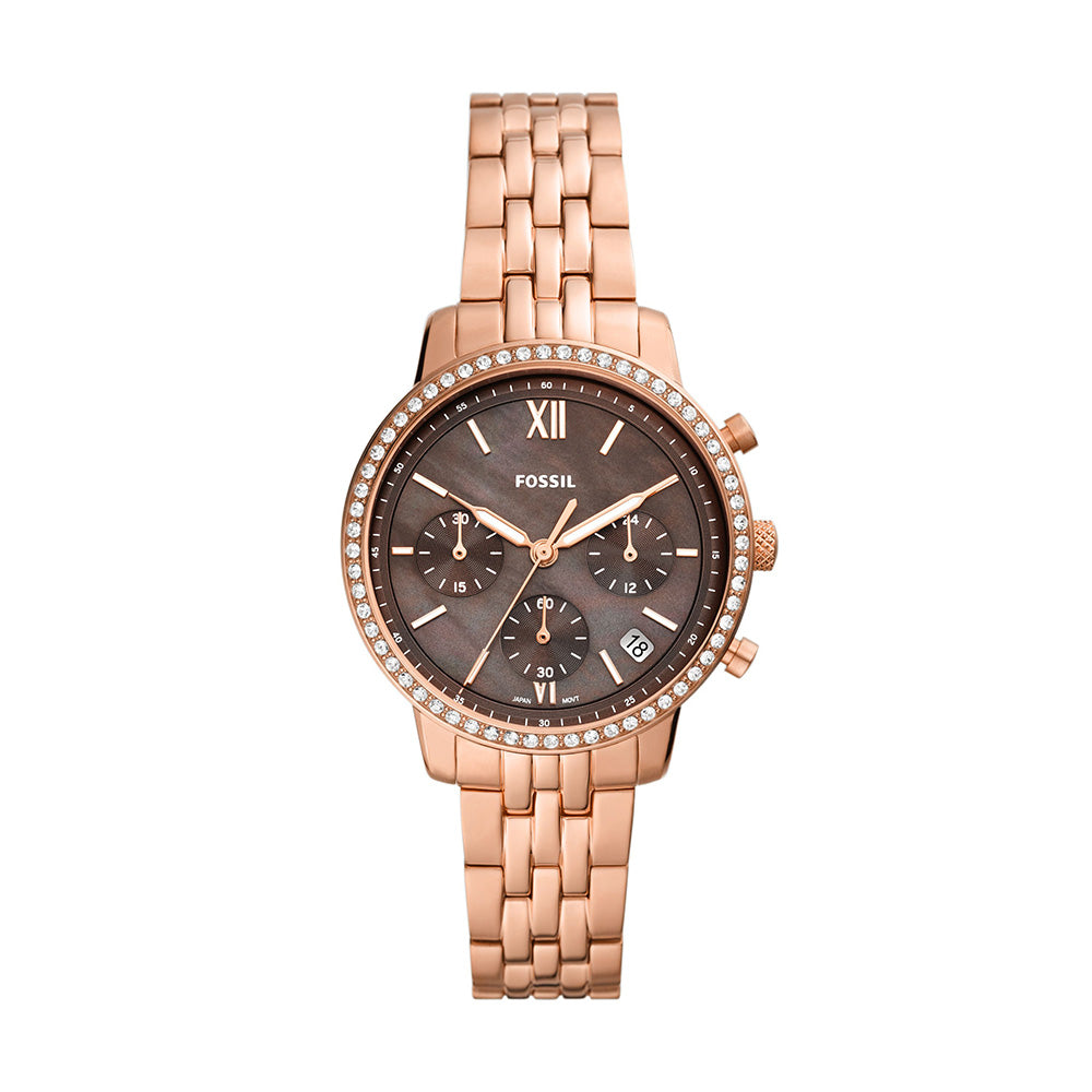 Fossil Neutra Chronograph Rose Gold Tone Stainless Steel Women&