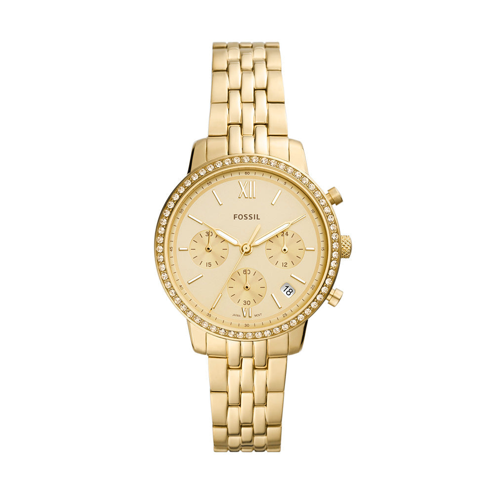 Fossil Neutra Chronograph Gold Tone Stainless Steel Women&