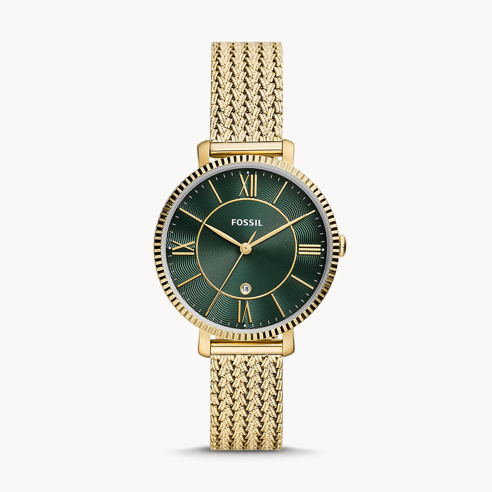 Fossil Jacqueline Three-Hand Date Gold-Tone Stainless Steel Women&