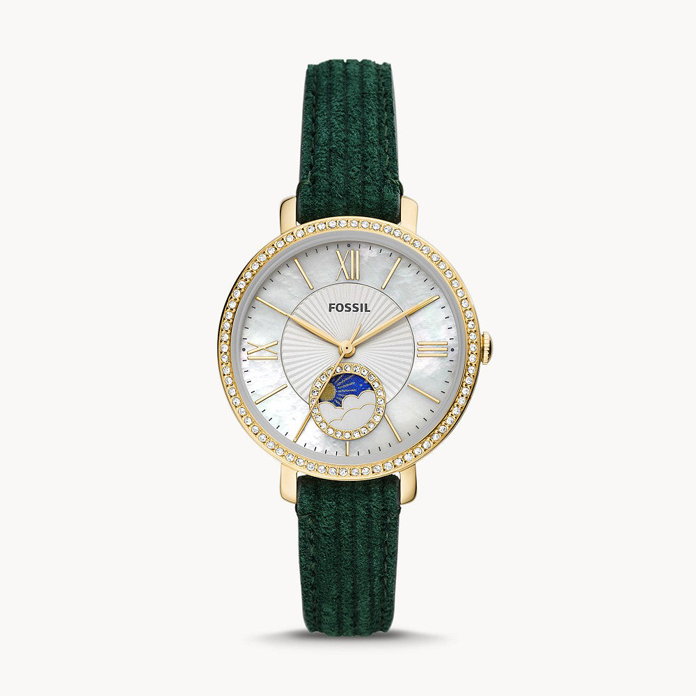 Fossil Jacqueline Sun Moon Multifunction Green Leather Women&