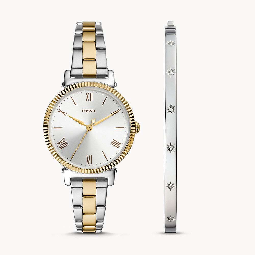 Fossil Daisy Three-Hand Two-Tone Stainless Steel Women&
