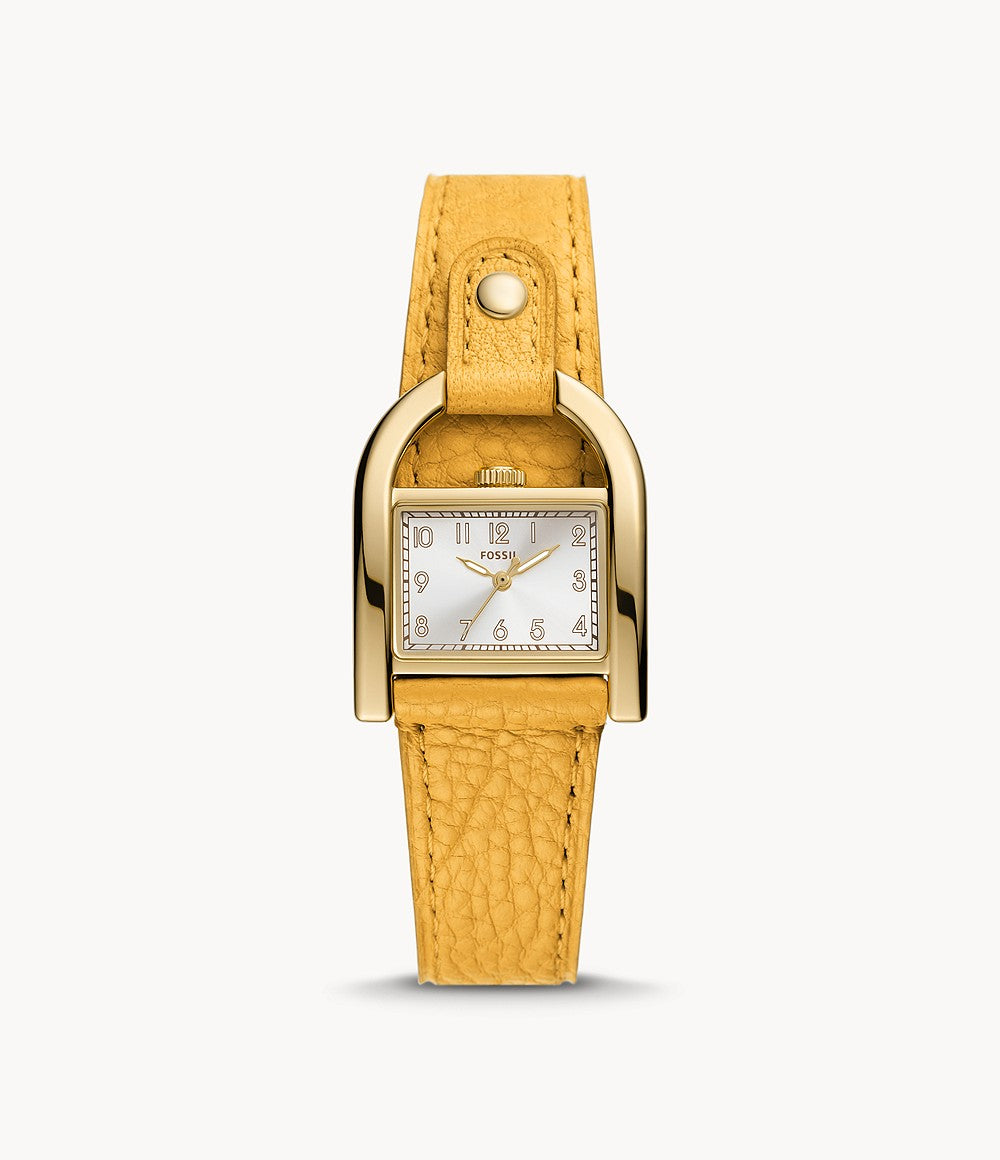 Fossil Harwell Three-Hand Yellow Litehide Leather Women&