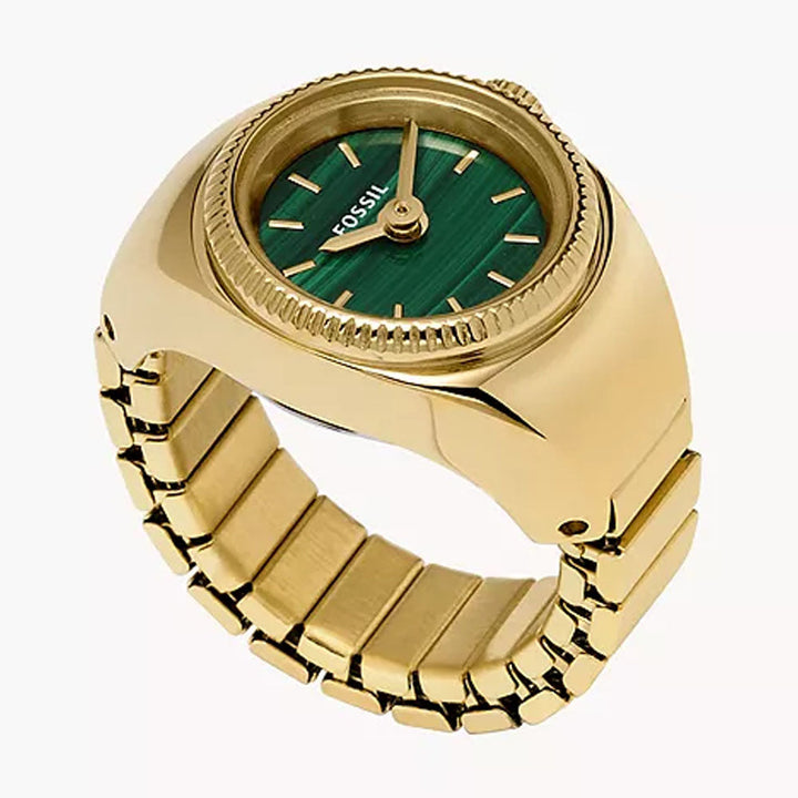 Fossil Watch Ring Two-Hand Gold-Tone Stainless Steel