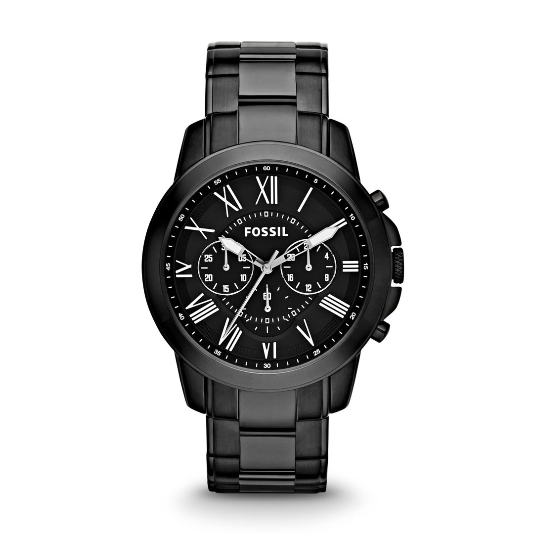 Fossil Grant Black Dial &amp; Stainless Steel Chronograph Men&