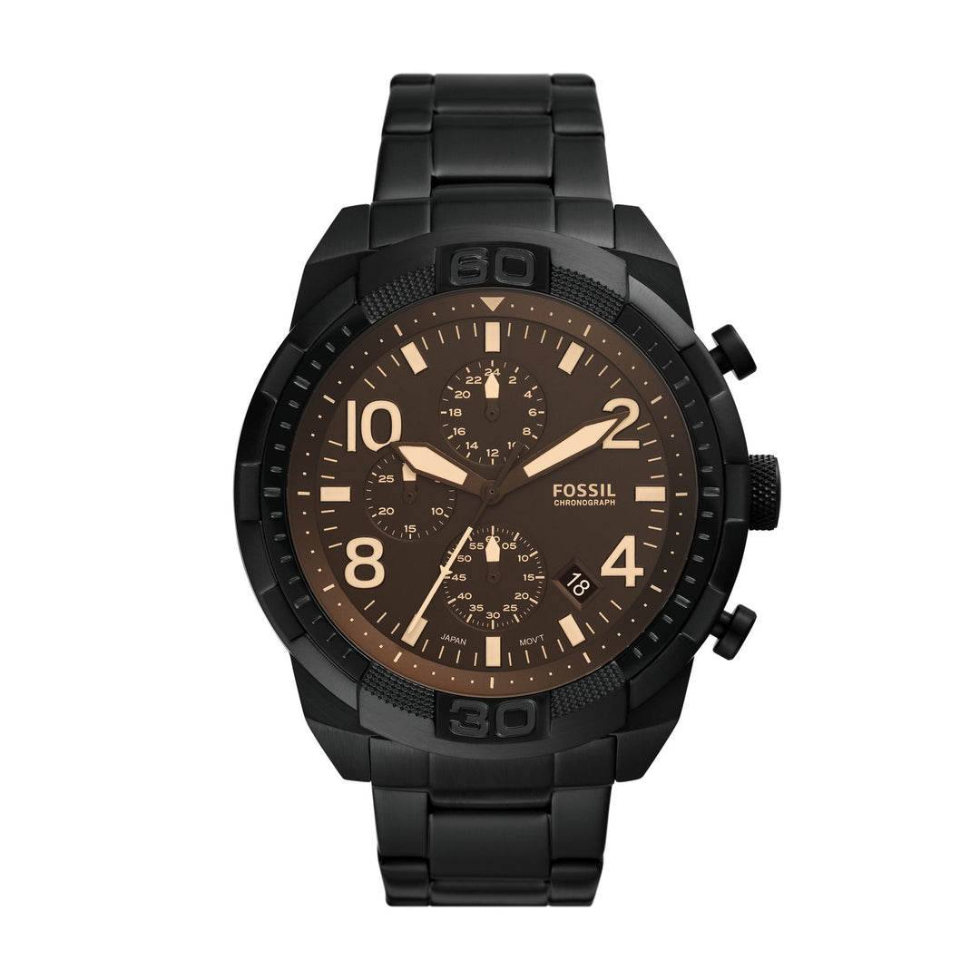 Fossil Bronson Chronograph Black Stainless Steel Men&