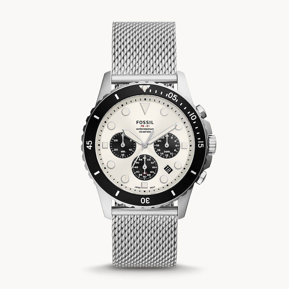 Fossil Fb - 01 Chronograph Stainless Steel Mesh Men&